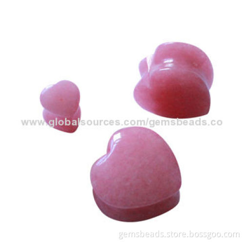 Gemstone body jewelry earplugs in heart shapedNew